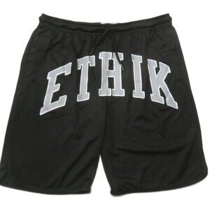 Ethik NY Athletic Shorts Mens XXL Black Drawstring 2XL Gym Running Spellout